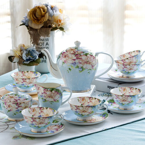 15 PC Floral Ceramic Coffee Set