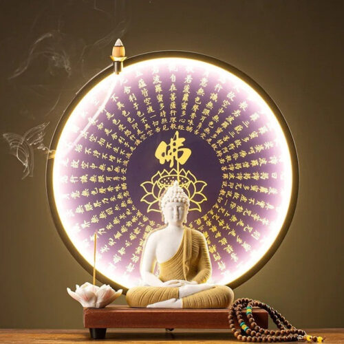 Buddha Statue With Round LED Light