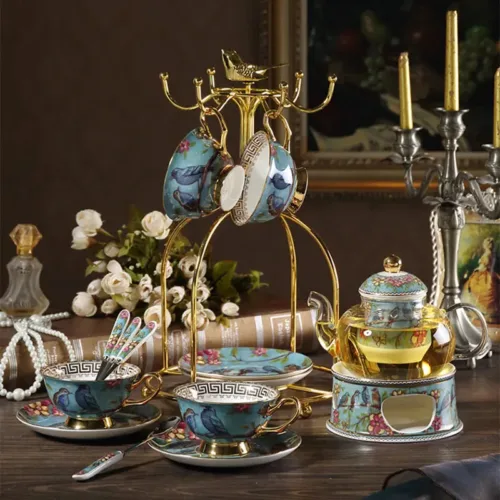 Extravagant Ceramic Blue Tea Set