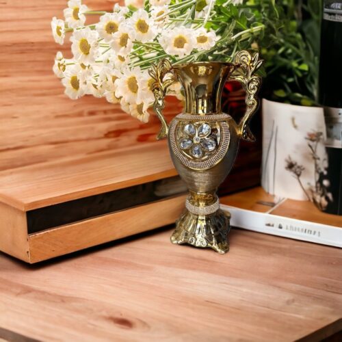 Golden Finish Trophy Style Flower Vase