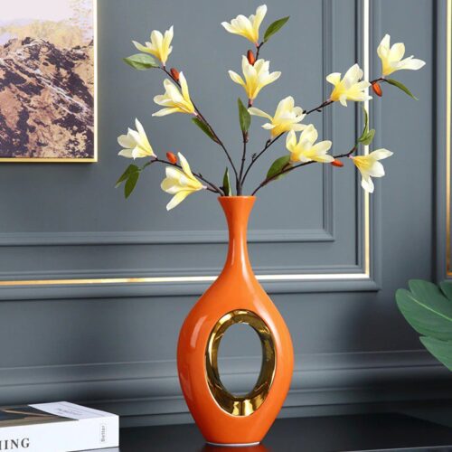Modern Luxury Orange Ceramic Vase Showpiece