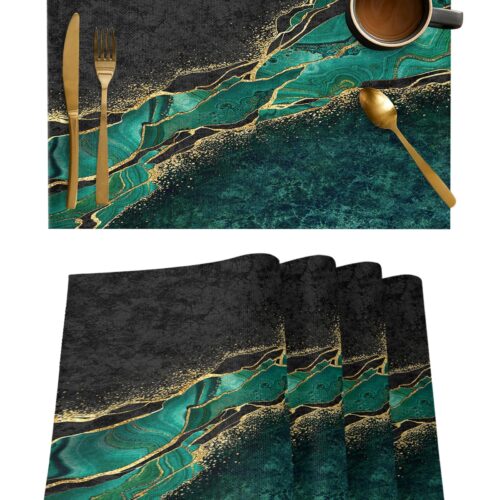 Sophisticated Black Marble Textured Placemats